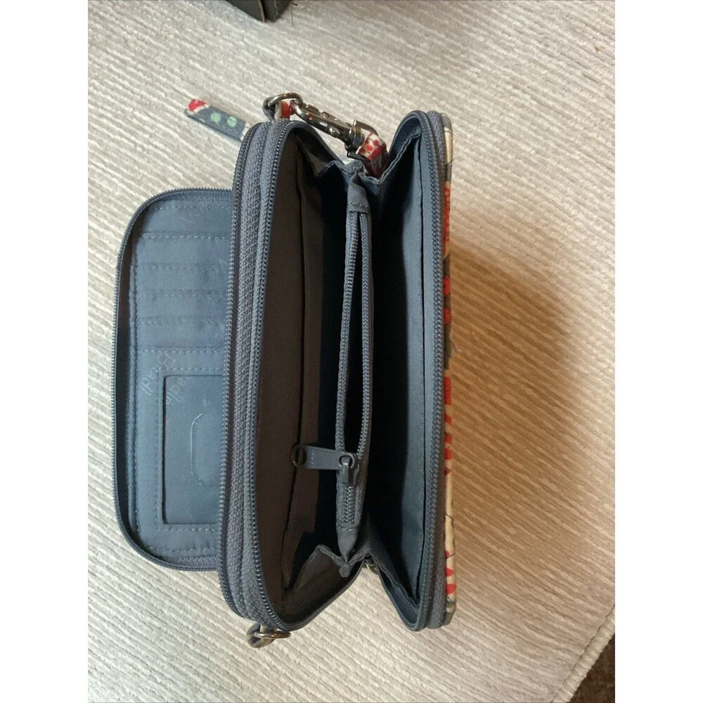 Vera Bradley Gray Floral Zip Around Wallet Wristlet - Picture 7 of 8